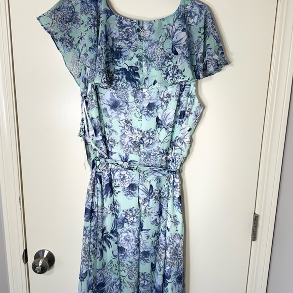 Tommy Hilfiger Women’s Blue & Green Belted Floral Dress Plus Size 20W - Picture 6 of 8